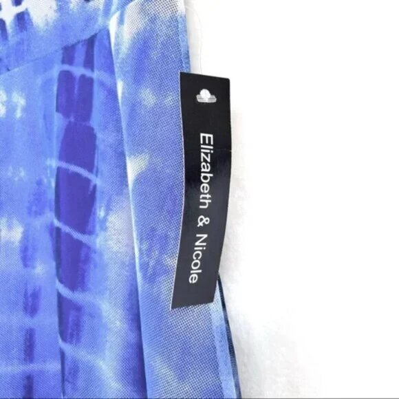 Elizabeth & Nicole Blue & White Tie-Dye Mesh Skirt - Picture 3 of 4